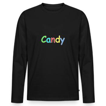 Candy Candy font in colorful - Men's Premium Organic Long Sleeve Shirt - black - Front - Nico (187cm)