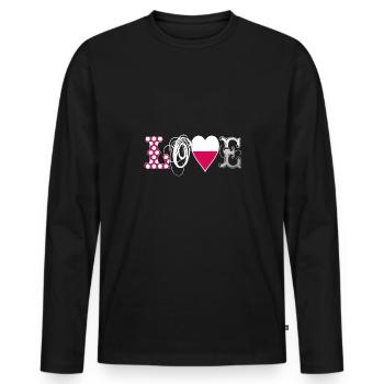 Love Poland blanc - T-shirt manches longues Premium bio Homme - noir - Devant - Nico (187cm)