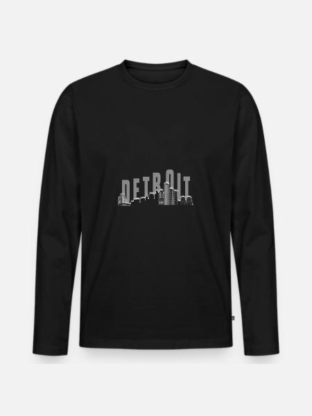 Detroit Skyline - Men's Premium Organic Long Sleeve Shirt - black