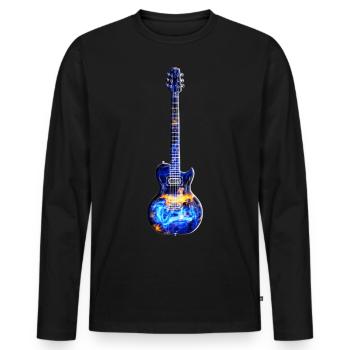 Blues Electric Guitar "Universe" - Men's Premium Organic Long Sleeve Shirt - black - Front - Nico (187cm)