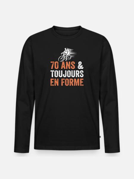 70th Anniversary Gift Bicycle - Men's Premium Organic Long Sleeve Shirt - black