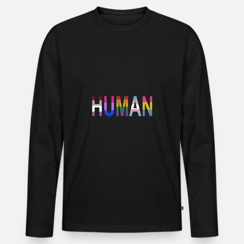 HUMAN - Männer Premium Bio Langarmshirt - Schwarz