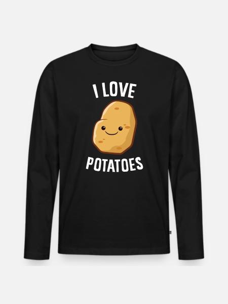 Potato - I love potatoes - Men's Premium Organic Long Sleeve Shirt - black