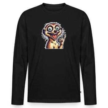 Suricate - T-shirt manches longues Premium bio Homme - noir - Devant - Nico (187cm)