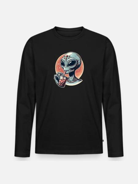 Alien Bubble Tea - Men's Premium Organic Long Sleeve Shirt - black