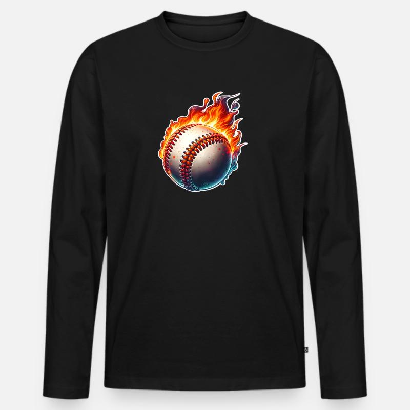 Baseball - Männer Premium Bio Langarmshirt - Schwarz