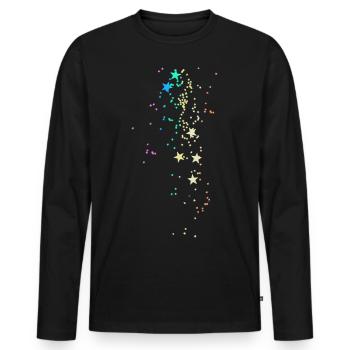 sterne, zeichnung,bunte sterne,pastell - Männer Premium Bio Langarmshirt - Schwarz - Vorne - Nico (187cm)
