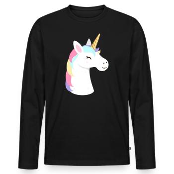 Cute Unicorn Portrait Face - Men's Premium Organic Long Sleeve Shirt - black - Front - Nico (187cm)