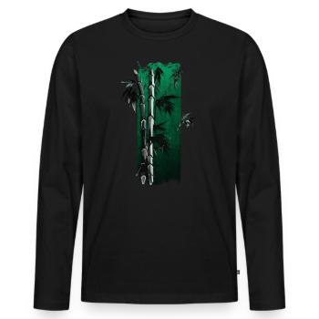 Bamboo Bliss: Elegance in Green - Men's Premium Organic Long Sleeve Shirt - black - Front - Nico (187cm)