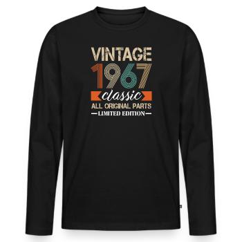 Naissance 1967 naissance anniversaire rétro - T-shirt manches longues Premium bio Homme - noir - Devant - Nico (187cm)