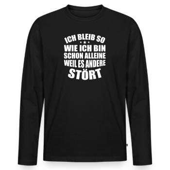 Selbstbewusster Humor - Männer Premium Bio Langarmshirt - Schwarz - Vorne - Nico (187cm)
