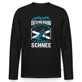 Ski Skifahrer Es gab Schnee Skipiste - Männer Premium Bio Langarmshirt - Schwarz - Vorne - Nico (187cm)