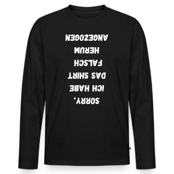 Désolé Chemise Mal Habillé Drôle Déclaration Chemise - T-shirt manches longues Premium bio Homme - noir - Devant - Nico (187cm)