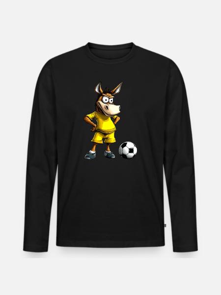 Esel Fussball - Männer Premium Bio Langarmshirt - Schwarz