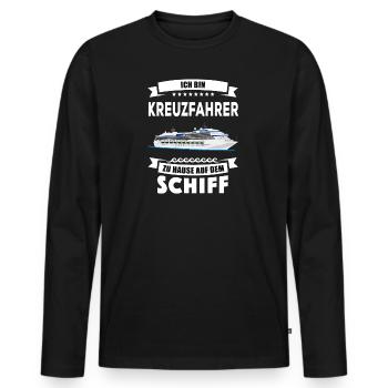 Kreuzfahrer Kreuzfahrt Kreuzfahrtschiff Geschenk - Männer Premium Bio Langarmshirt - Schwarz - Vorne - Nico (187cm)