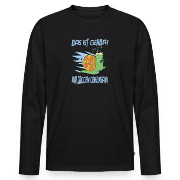 Jogging Laufen Das Ist Gerda Wir Joggen Gemeinsam - Männer Premium Bio Langarmshirt - Schwarz - Vorne - Nico (187cm)