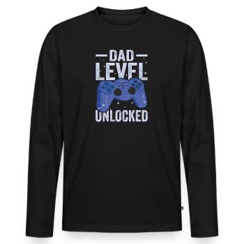 Gaming Gamer Papa Dad Level Unlocked Geschenkidee - Männer Premium Bio Langarmshirt - Schwarz - Vorne - Nico (187cm)