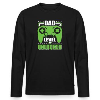 Gaming Gamer Papa Dad Level Unlocked Geschenkidee - Männer Premium Bio Langarmshirt - Schwarz - Vorne - Nico (187cm)