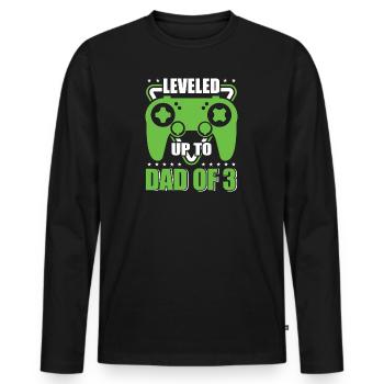 Le joueur de jeu Papa père a atteint le niveau de papa de 3 enfants - T-shirt manches longues Premium bio Homme - noir - Devant - Nico (187cm)