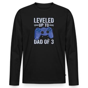 Le joueur de jeu Papa père a atteint le niveau de papa de 3 enfants - T-shirt manches longues Premium bio Homme - noir - Devant - Nico (187cm)