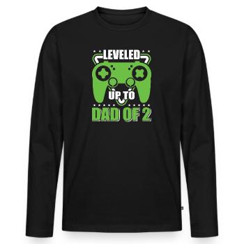 Le joueur de jeu Papa père a atteint le niveau de papa de 2 - T-shirt manches longues Premium bio Homme - noir - Devant - Nico (187cm)