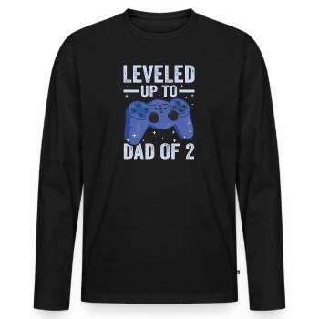 Le joueur de jeu Papa père a atteint le niveau de papa de 2 - T-shirt manches longues Premium bio Homme - noir - Devant - Nico (187cm)