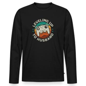 Gaming Gamer Ehemann Heirat Leveling Up To Husband - Männer Premium Bio Langarmshirt - Schwarz - Vorne - Nico (187cm)
