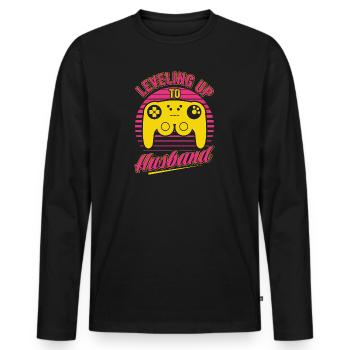 Gaming Gamer Ehemann Heirat Leveling Up To Husband - Männer Premium Bio Langarmshirt - Schwarz - Vorne - Nico (187cm)