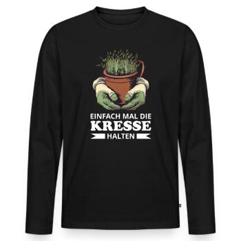 Einfach Mal die Kresse Halten Gartenlust Gärtner - Männer Premium Bio Langarmshirt - Schwarz - Vorne - Nico (187cm)