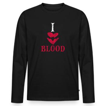 Halloween Vampire Bat I Love Blood - Men's Premium Organic Long Sleeve Shirt - black - Front - Nico (187cm)