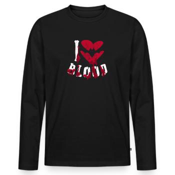 Halloween Vampire Bat I Love Blood - Men's Premium Organic Long Sleeve Shirt - black - Front - Nico (187cm)