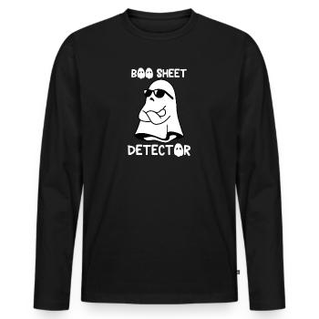Halloween Humor Funny Ghost Boo Sheet Detector - Men's Premium Organic Long Sleeve Shirt - black - Front - Nico (187cm)