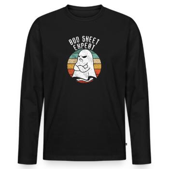 Halloween Lustig Humor Geist Boo Sheet Expert - Männer Premium Bio Langarmshirt - Schwarz - Vorne - Nico (187cm)