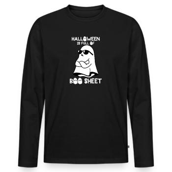 Halloween est plein de Boo Sheet Ghost Humor Funny - T-shirt manches longues Premium bio Homme - noir - Devant - Nico (187cm)