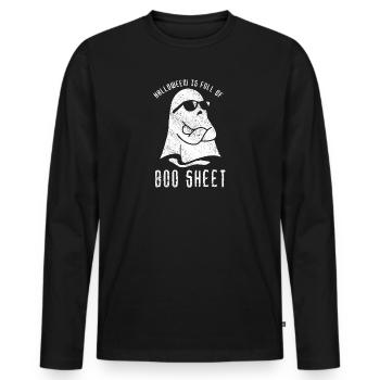 Halloween est plein de Boo Sheet Ghost Humor Funny - T-shirt manches longues Premium bio Homme - noir - Devant - Nico (187cm)