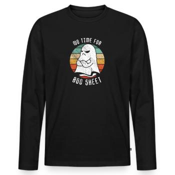 Halloween Ghost Funny Pas le temps pour Boo Sheet - T-shirt manches longues Premium bio Homme - noir - Devant - Nico (187cm)
