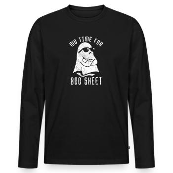 Halloween Ghost Funny Pas le temps pour Boo Sheet - T-shirt manches longues Premium bio Homme - noir - Devant - Nico (187cm)