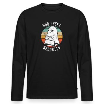 Halloween Humor Funny Ghost Boo Sheet Security - Men's Premium Organic Long Sleeve Shirt - black - Front - Nico (187cm)
