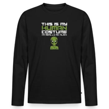 Halloween I'm Really An Alien - Männer Premium Bio Langarmshirt - Schwarz - Vorne - Nico (187cm)