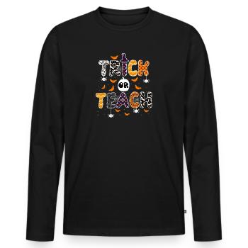 Halloween Lehrer Trick Or Teach - Männer Premium Bio Langarmshirt - Schwarz - Vorne - Nico (187cm)