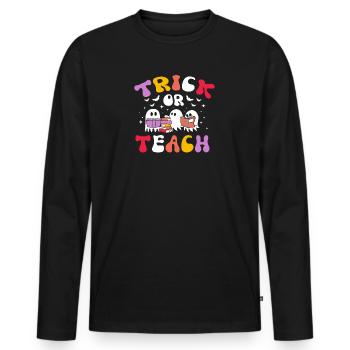 Halloween Lehrer Trick Or Teach - Männer Premium Bio Langarmshirt - Schwarz - Vorne - Nico (187cm)