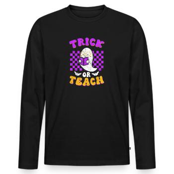 Halloween Lehrer Trick Or Teach - Männer Premium Bio Langarmshirt - Schwarz - Vorne - Nico (187cm)