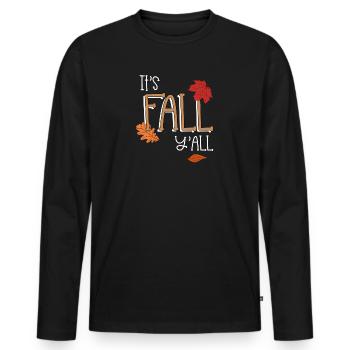 Herbst It's Fall Y'all Spruch - Männer Premium Bio Langarmshirt - Schwarz - Vorne - Nico (187cm)