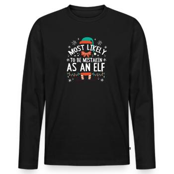 Christmas Most Likely To Be Mistaken As An Elf - Men's Premium Organic Long Sleeve Shirt - black - Front - Nico (187cm)