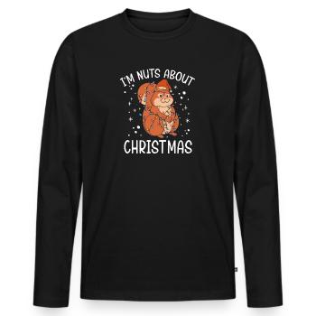 Christmas Squirrel I'm Nuts About Christmas - Men's Premium Organic Long Sleeve Shirt - black - Front - Nico (187cm)