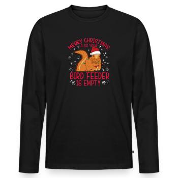 Merry Christmas Squirrel Humor Funny Witty - Men's Premium Organic Long Sleeve Shirt - black - Front - Nico (187cm)