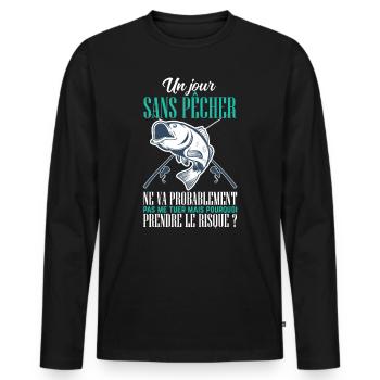 un jour sans pêcher ne va probablement pas me tuer - T-shirt manches longues Premium bio Homme - noir - Devant - Nico (187cm)