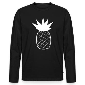 Ananas weiß Sommer Urlaub Geschenk Geschenkidee - Männer Premium Bio Langarmshirt - Schwarz - Vorne - Nico (187cm)