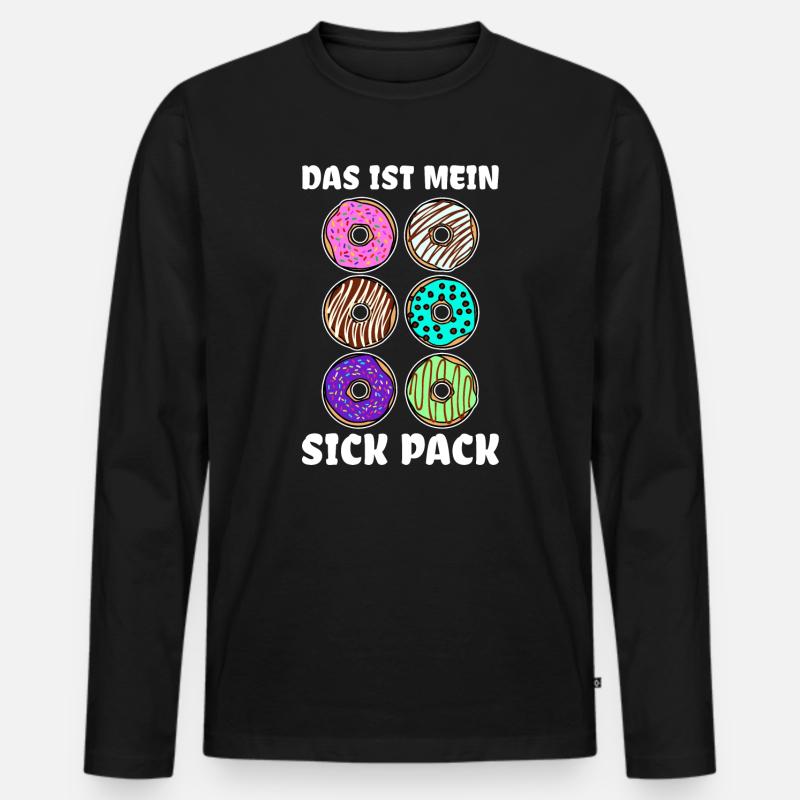 Lecker Naschen Donut Süßigkeiten Statement - Männer Premium Bio Langarmshirt - Schwarz