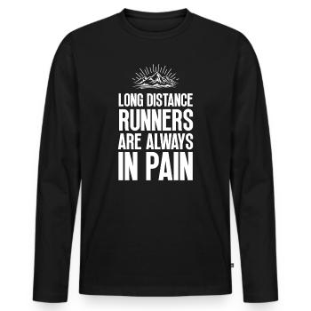 Langstreckenläufer haben immer Schmerzen - Männer Premium Bio Langarmshirt - Schwarz - Vorne - Nico (187cm)